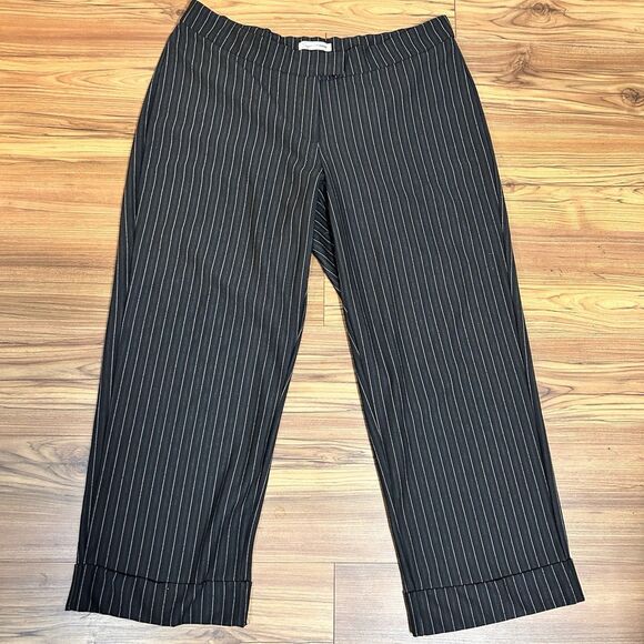 Avenue Pants - Soft by Avenue Women’s Pinstripe Pants Size 22/24 Black Pull On Career Plus